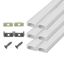 6 Pack 1Ft Aluminum Channel with Cover Caps for LED Strip Light Diffuser Track