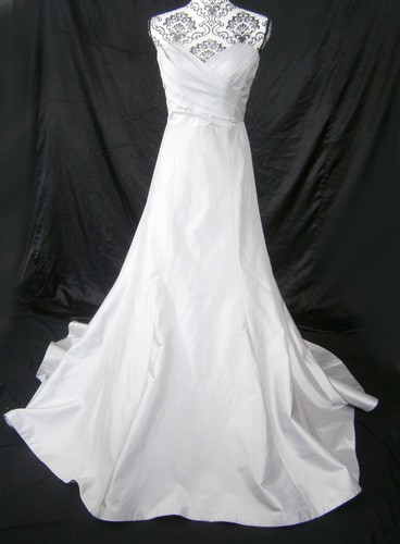 Legends Romona Keveza L904 Wedding Dress 6 8 or 10 Silver Silk Taffeta $3,565 - Picture 2 of 9