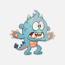 Funny Cartoon Turquoise Monster Vinyl Sticker Decal