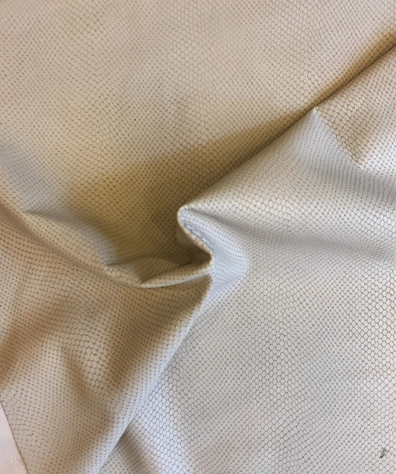 Beige Leather Hides Snakeskin Embossed DIY Gift Crafting Thin Bookbinding Fabric - Image 3 of 4