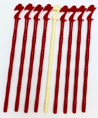 Seagrams Crown 7 Faux Bamboo Swizzle Sticks Lot 9 Red White 6in Vintage Barware
