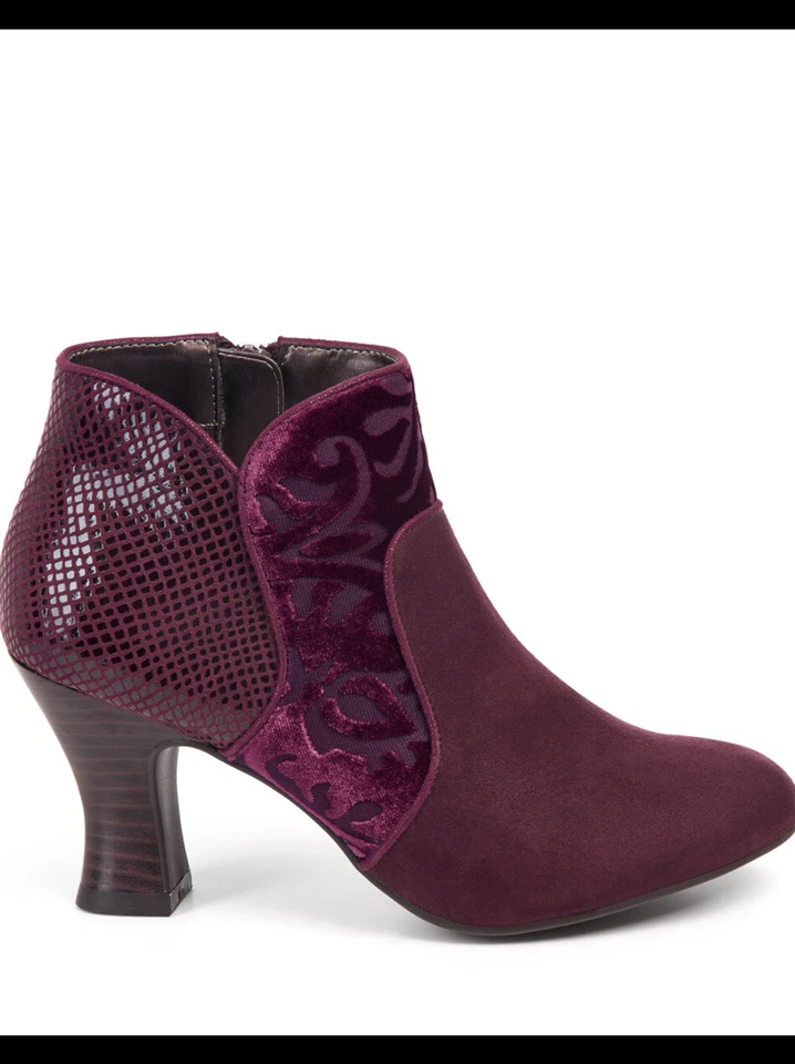 Ботинки на лодыжку Ruby Shoo Kennedy размер 10 бордовые черные искусственная замша с узором панель - Изображение 3 из 4