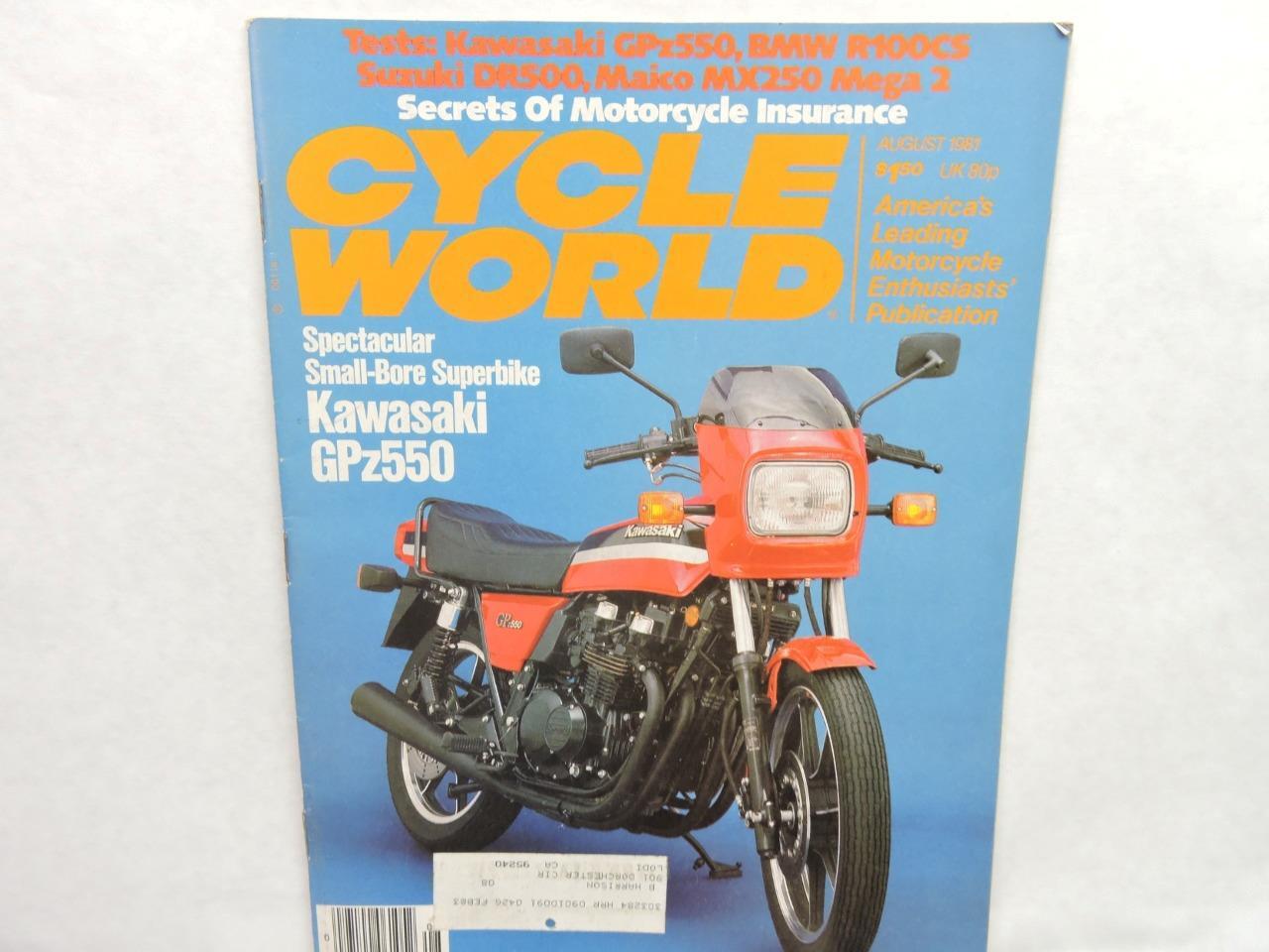 Cycle World August 1981 Kawasaki gpz550 BMW R100CS Suzuki DR500 MX250 B13070
