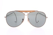 Vintage Outdoorsman Shooter Gold Wrap Metal Sunglasses Glass Lenses