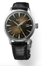 Seiko Presage SSK039 Automatic Cocktail Time GMT Brown Dial Black Leather Watch