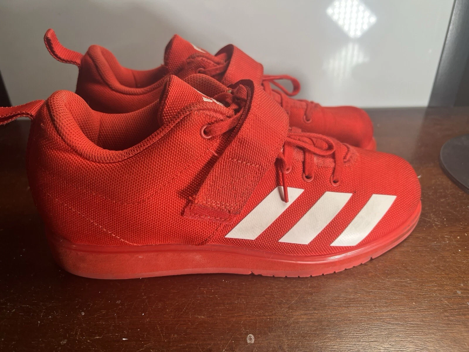 Scarpe da sollevamento pesi Adidas Powerlift 4 rosse bianche da uomo taglia 7