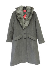 Together Detachable Faux Fur Collar Coat Grey Size Uk 12 Dh101 Aa 12