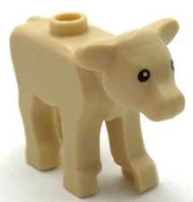 Lego New Tan Calf w/ Black Eyes Farm Animal Pattern Piece