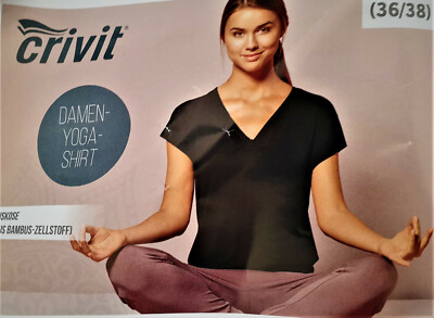CRIVIT Damen Yogashirt Wellness Yoga Shirt Bambus Zellstoff Grau Lila  Schwarz | eBay.de