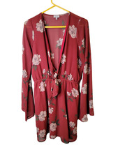 Tobi Size Large Women's Dress Boho Bell Sleeve Floral Lined