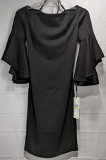 CALVIN KLEIN Women's Black Flowy-Bell Sleeve Off-Shoulder Formal Dress sz 4 NWT
