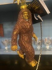 NWT Big Foot Sasquatch Blown Glass Christmas Ornament Glittered Robert Stanley