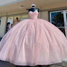 Pink Quinceanera Dresses Sweetheart Sweet 15 16 Birthday Party Groom Ball Gowns