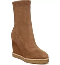  550 Veronica Beard Arlo Wedge Boot Suede Platform Sock Camel 9.5 MG6 