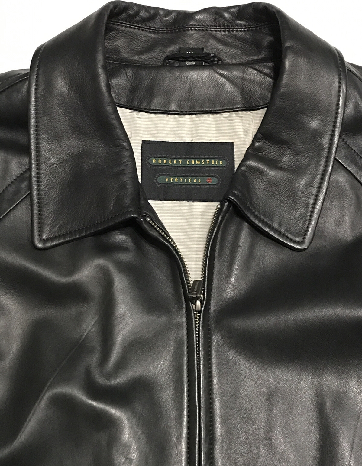 robert comstock vertical leather jacket