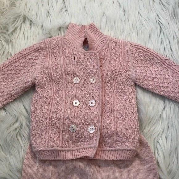 Chant De Joie Baby Girls’ Size 6-9/ 9-12 Months Sweater Set Light Pink Textured - Image 3 of 4
