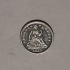 1850 Seated Liberty Half Dime 5C Cents Coin Silver, XF!