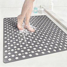 Anti Slip Shower Mat with Suction Cups,27x27 Inch Quick Drain TPE Non Slip Sh...