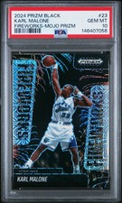 2024 PANINI PRIZM BLACK FIREWORKS MOJO PRIZM #23 KARL MALONE 10/25 PSA 10
