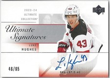 2023-24 Upper Deck Ultimate Luke Hughes 2003-04 Retro Rookie RC Auto #46/65