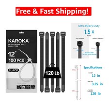 Versatile 12 Inch Heavy Duty Zip Ties - 120 lbs Tensile Strength, Indoor/Outdoor