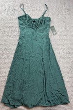 Wild Fable Dress Womens XXS Green Ruched Bust Tie Spaghetti Strap Smocked Midi