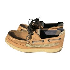 Sperry Kids Lanyard Leather Mesh Boat Shoes Size 1.5