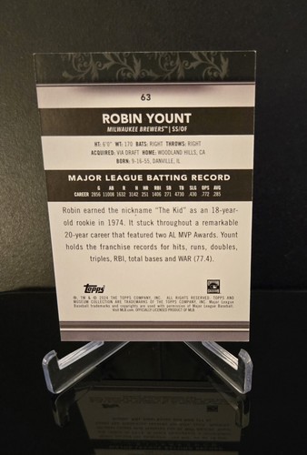 ROBIN YOUNT 🔥 2024 Topps Museum Collection Baseball Card No. 63 HOF - Bild 2 von 2