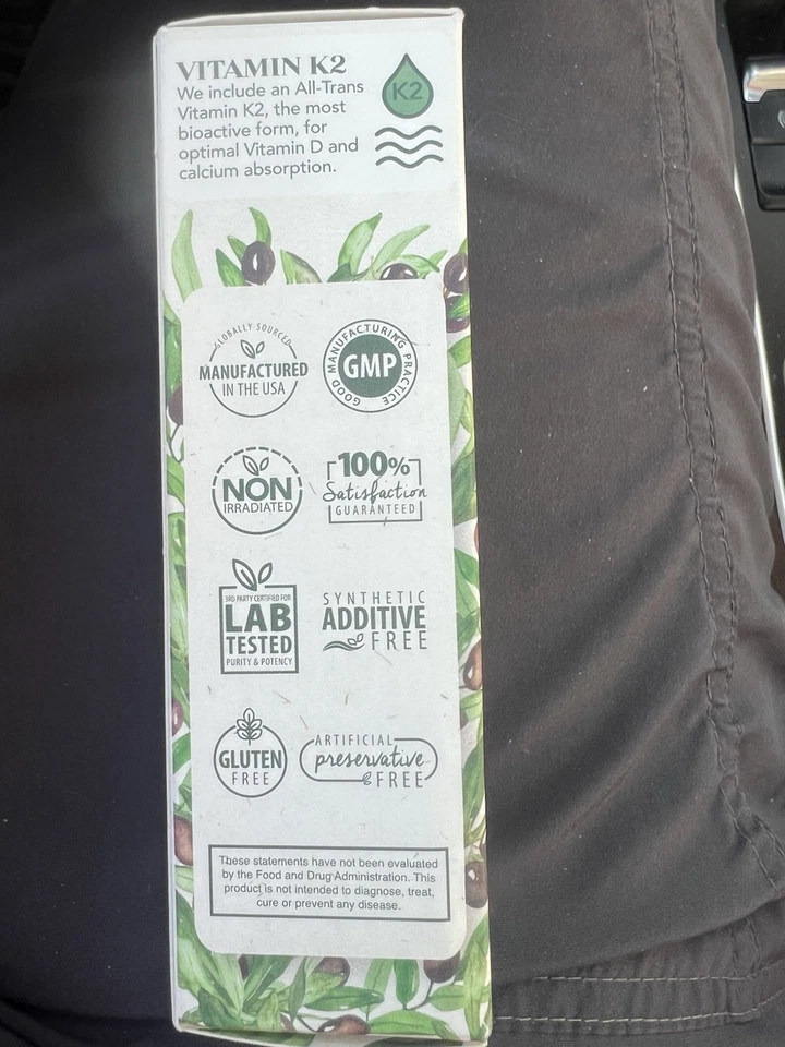 Vitamina D3 con K2 Gotas Líquidas Todo Natural No OGM 1208IU D3 y 25mcg K2 MK... Foto 4 de 4