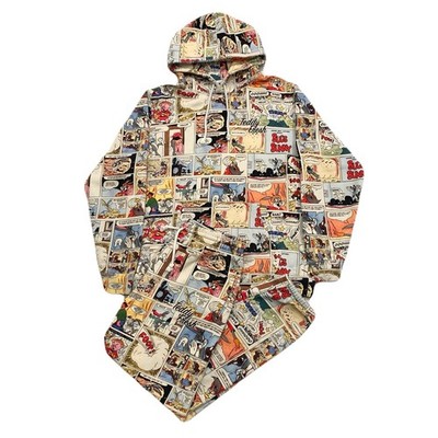 Teddy Fresh X Looney Tunes Comic Strip Hoodie L & Joggers Sweatpants M Set Men s