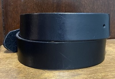 ARO Black Cow Leather Belt Sz XS/24-26 1-1/4”Wide GoldTone Bkl