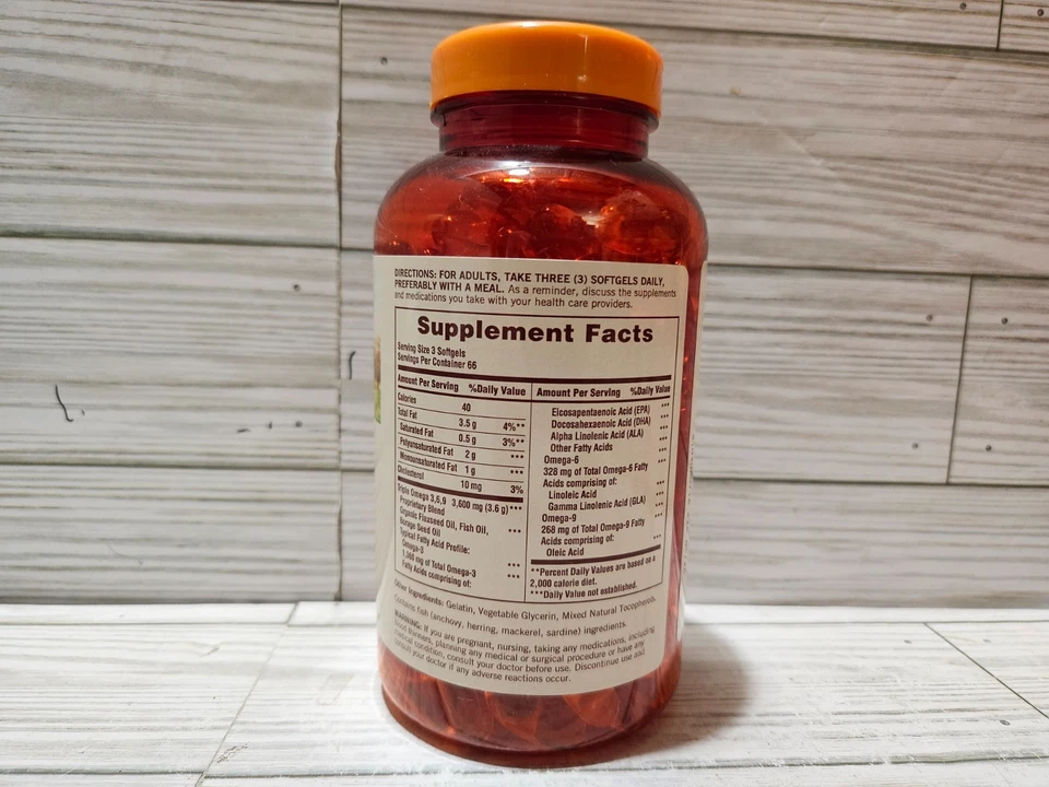 Sundown Omega 3-6-9 Lino Pescado Borraja Aceites Corazón Salud Circulatoria 200 ct 1/2026 Foto 2 de 3