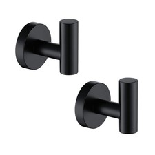 TASTOS Matte Black Bathroom Towel Coat Hook Stainless Steel, 2 Pack Robe Clot...
