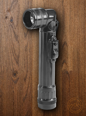 Mil-Tec LED Flashlight Med Black Resists Water/Impact Color Filters Angled Head