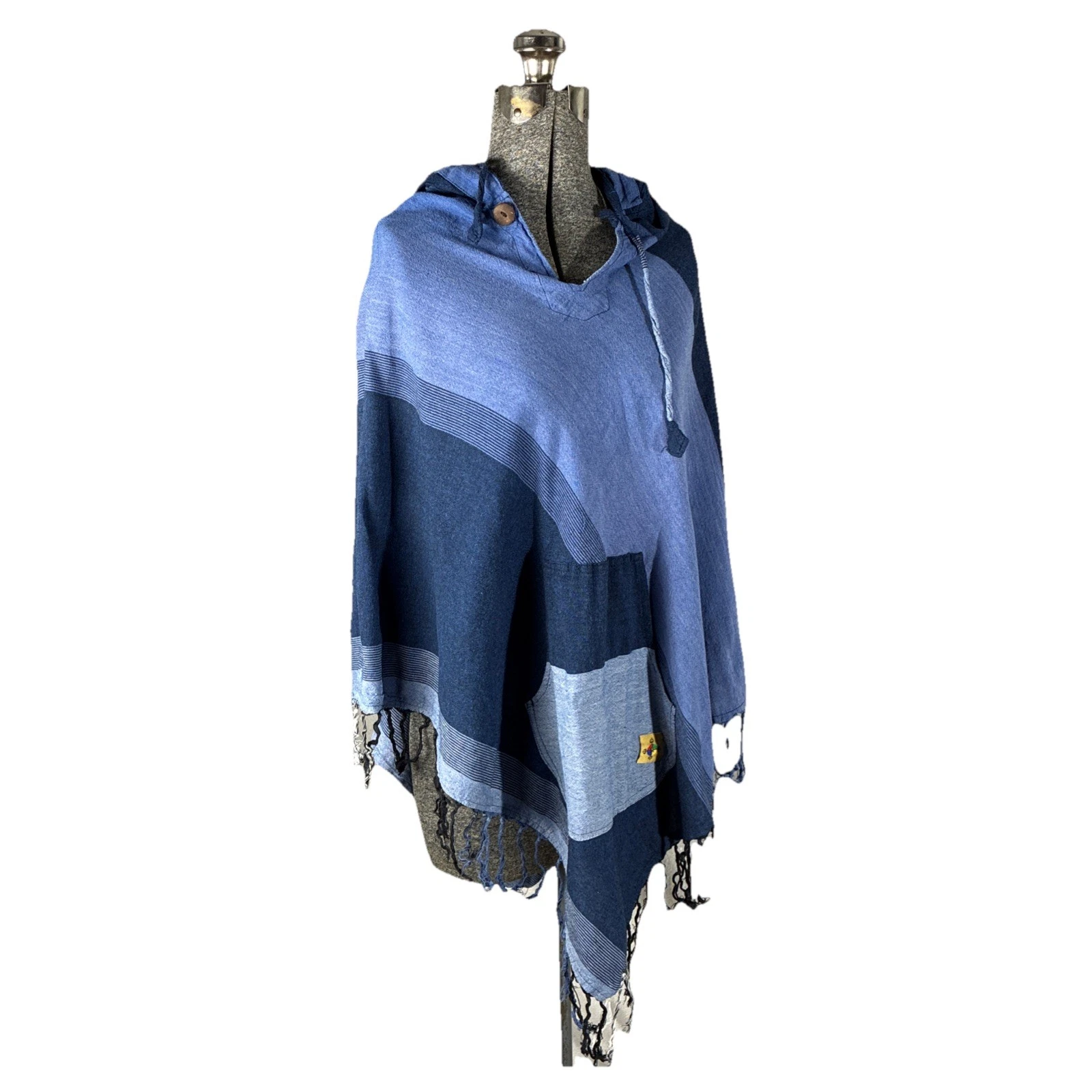Katmandu 100% Cotton Chambray Striped Hooded Poncho Blue Adult One Size Boho
Opens in a new window o