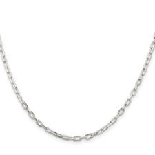 2.9mm Long Link Cable Chain Necklace 18 inch Rhodium-Plated 925 Sterling Silver