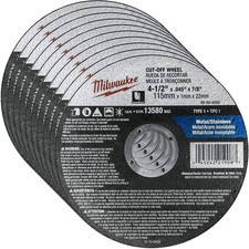 10 Pack MILWAUKEE CUT-OFF WHEEL 4.5" .045 7/8" 49-94-4500 Type 1 - NEW FreeShip