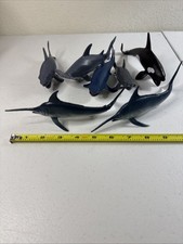 7 Realistic Plastic Shark / Killer Whale / Sword Fish Figures Toys 7”