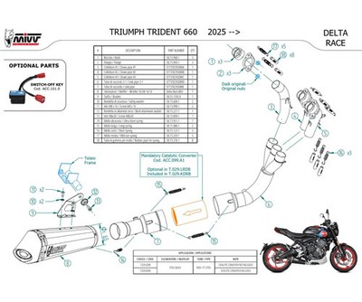 Mivv DELTA RACE Komplette Auspuffanlage Schwar TRIUMPH TRIDENT 660 2025 2026