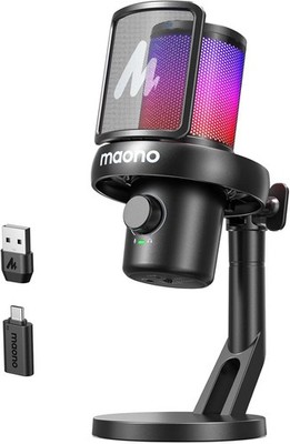 MAONO DM40 Gaming Mikrofon mit Geräuschunterdrückung und RGB Lichtern | Schwarz