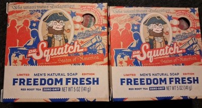 Lot of 2 Bars Dr. Squatch Freedom Fresh Soap Natural Oils 5oz