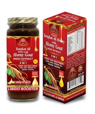 43# Organic Tong kat Ali Honey 5 in 1 By Essential Palace - 16 oz Glass Bottle