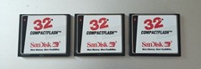 LOT of 3 x 32mb Sandisk CompactFlash Memory Cards - 32 mb SanDisk Compact Flash