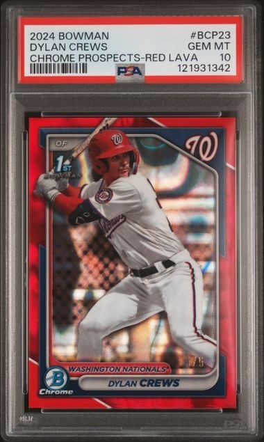 2024 Bowman CHROME Dylan Crews Red Lava Refractor 1st  BOOKEND 5/5 PSA 10 POP 2
