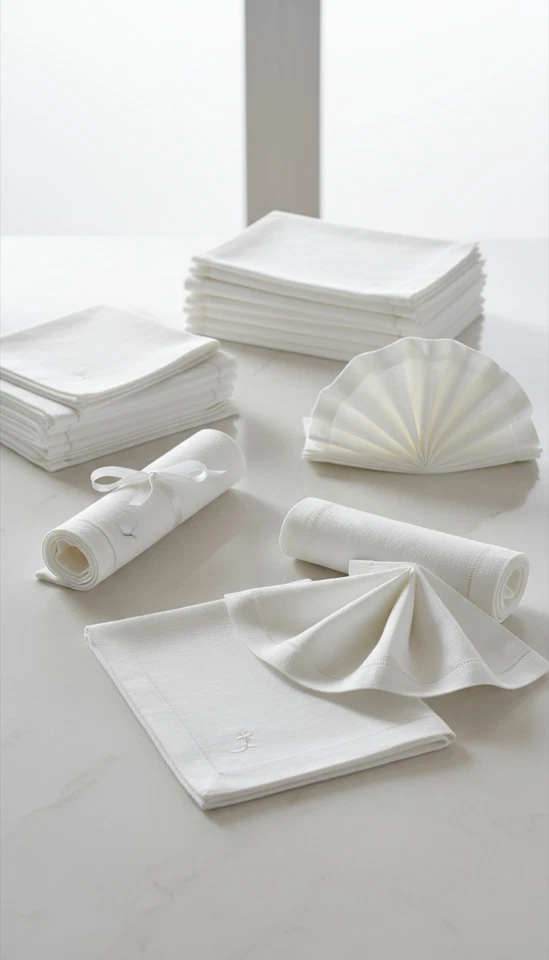 Linen Dinner Napkin 18X18 White with Hemstitched by Decorating Touch, Set of 12 - Image 3 of 4