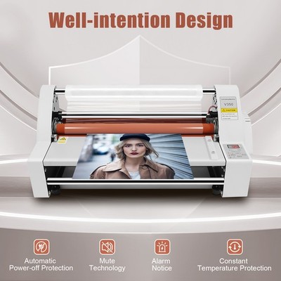A3 Laminator Machine, V350 13inch Hot Cold Roll Laminating Machine Four Rollers