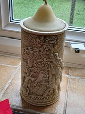 Vintage 70er Jahre gro&szlig;e handgeschnitzte Stumpenkerze 18. Jh. Kavalier zu Pferd sehr guter Zustand