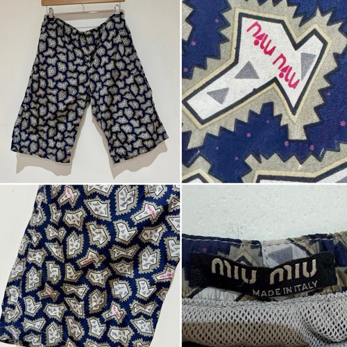 Miu Miu, Vintage Rare! Miu Miu Prada Men's All Over Logo Printed Swim Bermuda Shorts 50