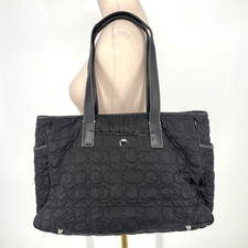 Coach women black Quilted Signature Multifunction Baby Diaper Tote Bag Nylon