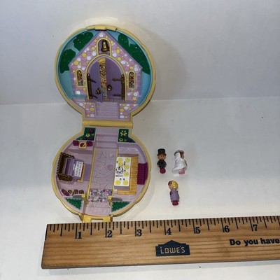 Polly Pocket Nancy's Wedding Day 1989 Yellow Clamshell 3 Mini Figs Vintage